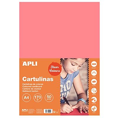 APLI 14251 - Fluorescerend roze A4 kaartenvoorraad 170 g 50 vellen