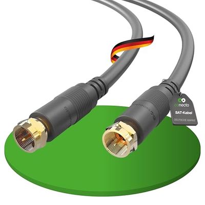 conecto cavo antenna cavo SAT cavo coassiale cavo satellitare TV 5,00m doppio connettore schermato F, per HDTV, ricevitore, satellite, internet, DAB, radio, nero