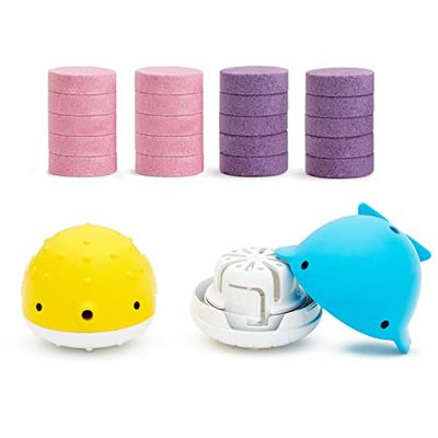 Munchkin Bombes de Bain Color Buddies & Distributeur de Jouets | Jouets Bébé & Jouets de Douche pour Enfants | Formule Hydratante | Jouet de Bain Tout-Petits Changeant de Couleur Fun