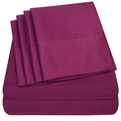 Sweet Home Collection - Conjunto de lençóis, 4 peças, 1500 fios, qualidade egípcia, lençol de baixo com cantos amplos, frutas da floresta, casamento
