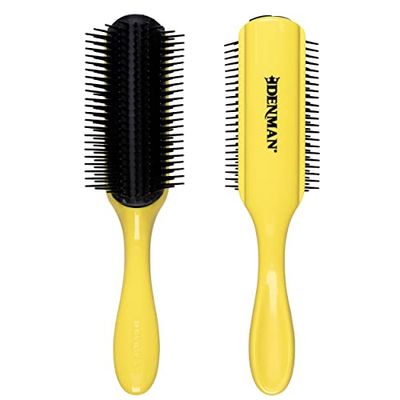 Denman Curly Hair Brush D4 (Yellow) 9 Row Styling Brush for Styling, Smoothing Longer Hair and Defining Curls - For Women and Men