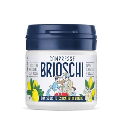 Compresse Brioschi - Compresse digestive masticabili senz'acqua con squisito estratto di Limone, ideali per la digestione dopo pasto - Confezione da 30g