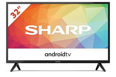 SHARP 32FG6EA Android Smart TV 81 cm (32 tum), röststyrning via Google Assistant, Chromecast, Bluetooth, 2X HDMI, 2X USB, Dolby Audio, Active Motion 400, svart