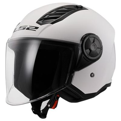 Open Faced Motorcycle Helmet. LS2 Airflow II ECE 22.06 Gloss White