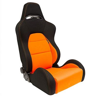 Sedile Sportivo 'Eco' - Nero/Arancione - reclinabile doppia regolazione - incl. Slitte