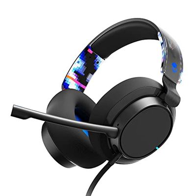 Skullcandy SLYR Pro Casque de Gaming Multiplateforme Supra-Auriculaire Filaire, Perception Sonore Optimisée, Microphone IA, Compatible Xbox + PlayStation + PC - Bleu