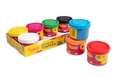 Jovi P508 Boîte de 8 bouteilles de 35 ml, multicolore, facile à laver, sans gluten, idéale pour un usage scolaire
