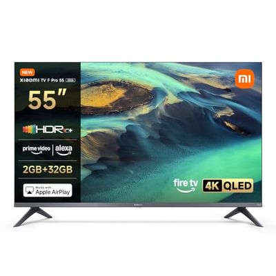Xiaomi TV F Pro 55, 55 pollici (140 cm), 4K UHD QLED, Smart TV, Fire OS8, Triple Tuner DVB-C/S/S2/T/T2, HDR10+, Game Boost 120Hz, MEMC, Controllo Vocale Alexa, 2GB+32GB, Compatibile con Apple AirPlay