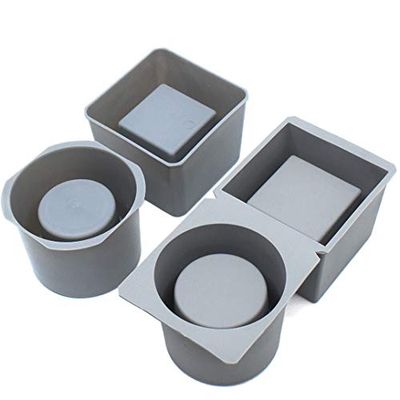 Lot de 2 moules en silicone pour pots de fleurs en béton, forme carrée et ronde.
