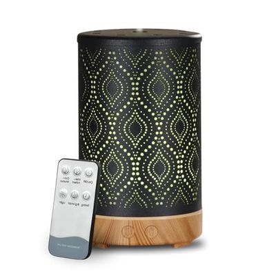 Zen'Arôme Ultrasone diffusor, aromatherapie, Sevilla, diffuser voor etherische olie, elektrische diffuser met afstandsbediening, personaliseerbare ledverlichting, metalen behuizing met origineel motief