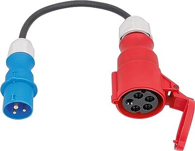 as - Schwabe Cable Adaptador – 0,3 m H07RN-F 3G2,5 Cable de Manguera de Goma Pesada – Conector CEE 230 V/16 A/3 Pines a CEE Acoplamiento 400 V/16 A/5 Pines – IP44, 61372