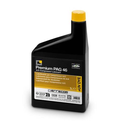 ERRECOM PAG 46 + Dye - 1 L, Lubrifiant pour Compresseurs de Climatisation Automobile, y Compris Les Compresseurs Électriques, fonctionnant avec gaz réfrigérants R134a et R1234yf