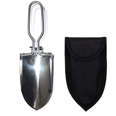 Pala Plegable portátil Mini Pala de Camping con Bolsa de Transporte, Pala Plegable multifunción para zanjas para Senderismo, mochileros, jardinería, Color Plateado