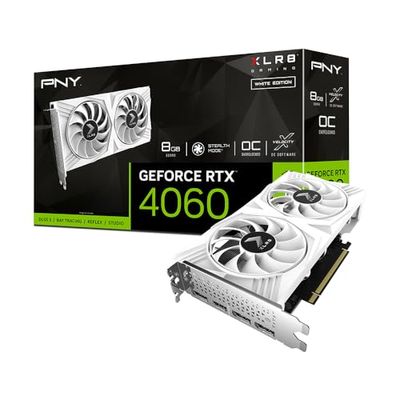 PNY GeForce RTX™ 4060 8GB XLR8 Gaming VERTO Dual Fan OC White Edition Graphics Card DLSS 3