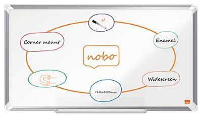 Nobo Premium Plus Lavagna Magnetica Smaltata Widescreen - 710x400 mm, Cornice in alluminio, Certificazione Ecolabel UE, 1915365