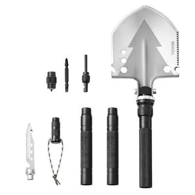 VEVOR Pelle de Survie Pliante, Pelle de Camping multifonctionnelle 11 en 1, Pelle Tactique compacte Portable de qualité Militaire, pour Tout-Terrain, Camping, randonnée, extérieur, Survie, Urgence
