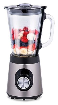alpina Blender Blender 1.5L BL9703A-GS - Blender 500W - Non-slip Base - 2 Speeds and Pulse Function - Stainless Steel Base and Glass Tumbler - Silver