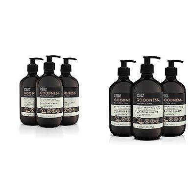 Baylis & Harding Goodness Oud, Cedar & Amber Natural Hand Wash 500ml, (Pack of 3) - Vegan Friendly & Goodness Oud, Cedar & Amber Hand & Body Lotion, 500ml (Pack of 3) - Vegan Friendly