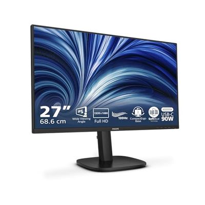 Philips 24B2U3301 - Monitor Full HD da 24 pollici, altezza regolabile 130 mm, altoparlanti (1920x1080, 120 Hz, 1x HDMI 1.4, 1. DP 1.4, 1x uscita DP, 1x USB-C (90 W PD), hub USB, RJ45) nero