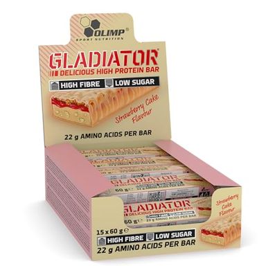 Olimp Sport Nutrition Gladiator High Protein Barre Gateau aux Fraises - 60g