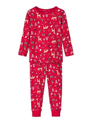 NAME IT Unisex NMNVISMAS LS NIGHTSET R pyjamas, Jester Red, 92