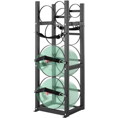 VEVOR Refrigerant Tank Rack, with 2 x 30lbs and Other 3 Small Bottle Tanks, Cylinder Tank Rack 12.79x12.99x47.12 in, Refrigerant Cylinder Rack and Holders for Freon, Gases, Oxygen, Nitrogen
