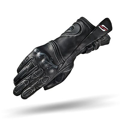 Shima MODENA, mulher Lady Fit verão couro reflexo clássico cidade luvas de motociclismo (XS-XL), preto, tamanho: XS
