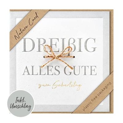 bsb - 30e verjaardagskaart - Nature Card - Duurzame verjaardagskaarten met envelop - Verjaardagskaart vrouwen en mannen - wenskaart 15,5 x 15,5 cm