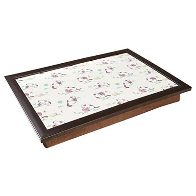 Penguin Home Cushioned Lap Tray with Bean Bag Base/Silky & Comfort Laptop Desk/Padded Lap Tray for Eating/Study, Breakfast, Lunch, Dinner/Design - Playing Cat/Large