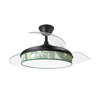 Eden pulse Zwarte ventilator met groene bladeren, 91D, 3 uitklapbare vleugels, 72 W, afstandsbediening, timer, 37/52 x 40/91 cm
