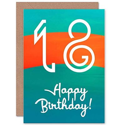 Wee Blue Coo HAPPY BIRTHDAY 18 EIGHTEEN 18TH STRIPE DARK ART GREETINGS GREETING CARD