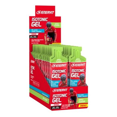 Enervit Gel Isotónico Manzana, Fórmula Isotónica para Deportes de Resistencia, 20g de Carbohidratos, Altamente Tolerable, Sin Necesidad de Agua, Sin Gluten, Vegano, 24 Geles de 60ml