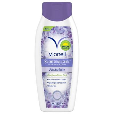 Vionell Lozione intima da donna Scentsitive Scents, Daily Feminine, per pelli sensibili, con aloe vera, freschezza per tutto il giorno, ipoallergenico, profumo di fiori lilla, 250 ml