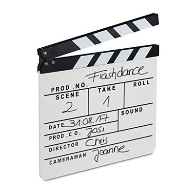 Relaxdays Claqueta Cine para Escribir, Madera, Blanco, 26 x 30 cm, Color (10021347)