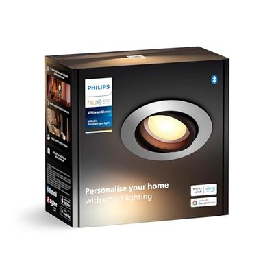 Philips Hue White Ambiance Milliskin, Faretto ad incasso Smart LED, Rotondo, Alluminio