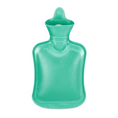 Relaxdays kruik, 1 liter, zonder hoes, veilig, kinderen & volwassenen, rubber, warmwaterkruik met schroefdop, turquoise