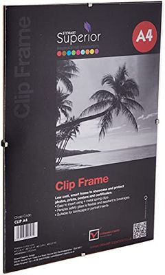 Seco - Marco de clip para fotos y pósteres, formato horizontal o vertical, cristal de seguridad de plexiglás, A4