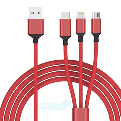 AntDau71® - Cavo di ricarica veloce USB in Nylon intrecciato 3 in 1 Multiuso (lunghezza 1 metro) Micro USB Tipo C compatibile con Iphone, Samsung, Huawei, Honor, Xiaomi, Sony, LG, Kindle
