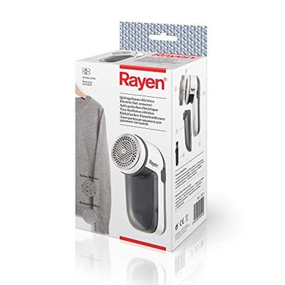 Rayen - Rasoir électrique anti-peluches - Piles incluses - Avec couvercle protecteur en acrylonitrile butadiène styrène, Blanc/Gris - Multifonctionnel - Dimensions : 13 x 6,8 x 5,8 cm
