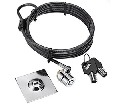 Hamlet XNBTLOCK20K Cable de Seguridad de Acero con Llave y Placa Adhesiva 3M para Tablet PC, Monitor y MacBook