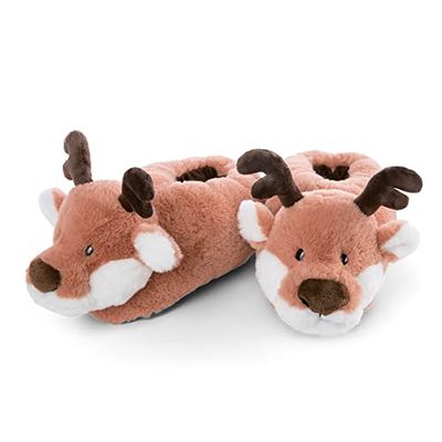 NICI Jonte the Reindeer Slippers in size 38-41 L I Figurative Non-Slip Slippers for Children I Warm & Cuddly Plush Animal Slippers For Girls & Boys - 48339