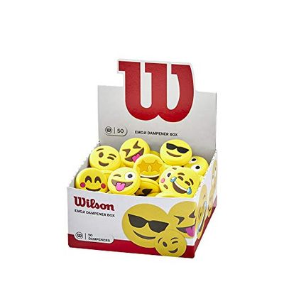 Wilson DAMPENER Box, Gommini antivibrazione con Fantasia Emoji, Confezione da 50 Pezzi Unisex-Adult, Yellow, NS