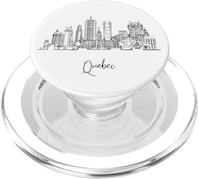 Quebec Francés Ciudad Horizonte Viajes Recuerdos Negro Paisaje Urbano PopSockets PopGrip para MagSafe