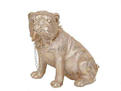 FIGURA BULLDOG RESINA DORADO