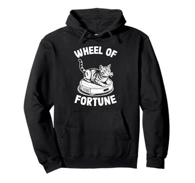 Wheel Of Fortune Cat On Robot Vacuum Cleaner Cat Pullover Hoodie