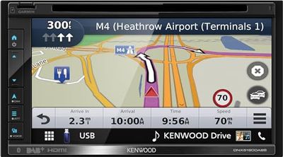 KENWOOD Receptor Multimedia & Sistema de Navegación DNX5190DABS. Radio y Navegador para Coche con Pantalla Táctil 6,8", Sintonizador Dab+, Manos Libres, Bluetooth y Garmin Incorporados