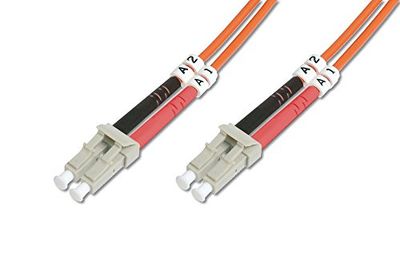 DIGITUS DK-2533-02 – Fiberoptisk Kabel OM2 – 2 m – LC till LC – Duplex – 1 Gbit/s – MM Multimode Fiberoptisk LAN-Kabel – Fibertyp: 50/125 µ – Apelsin (Orange)