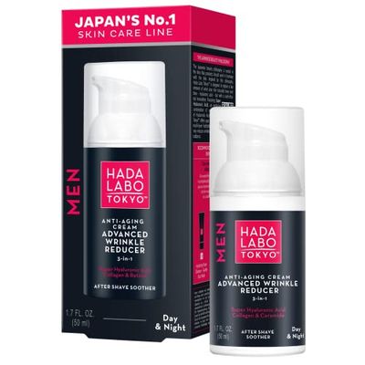 Hada Labo Tokyo Men Anti Ageing Hyaluronic Cream Wrinkle Reducer for Day and Night Intensive Moisture for Men 50 ml