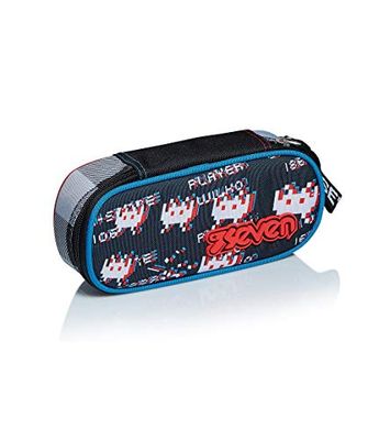 Seven Portapenne Round Plus - SPACE CHECK, Nero,