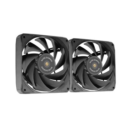 MARSGAMING MF-NCLX2, Kit 2x Ventole Ultrasilenziose 120mm, Design Pale Ibride, Ventole 2in1 con Cuscinetto FDB in Rame Iperbilanciato, Sistema di Connessione PWM, Pads Antivibrazione, Nero
